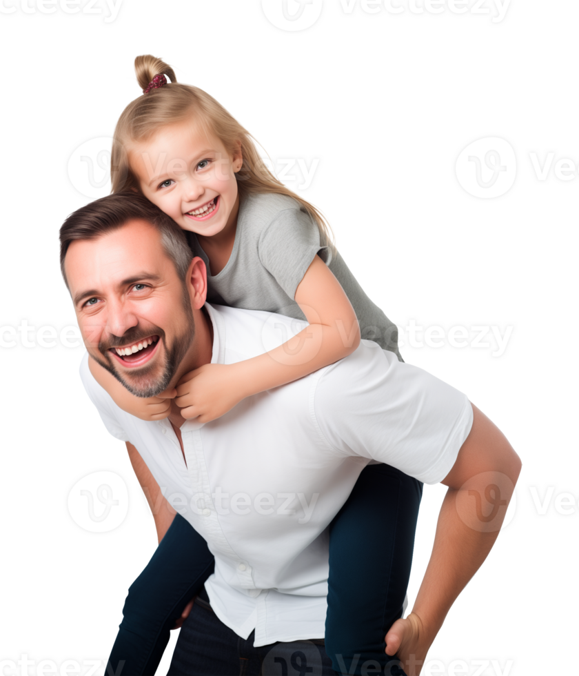 Father and Daughter Piggy Back Ride Isolated on Transparent Background png
