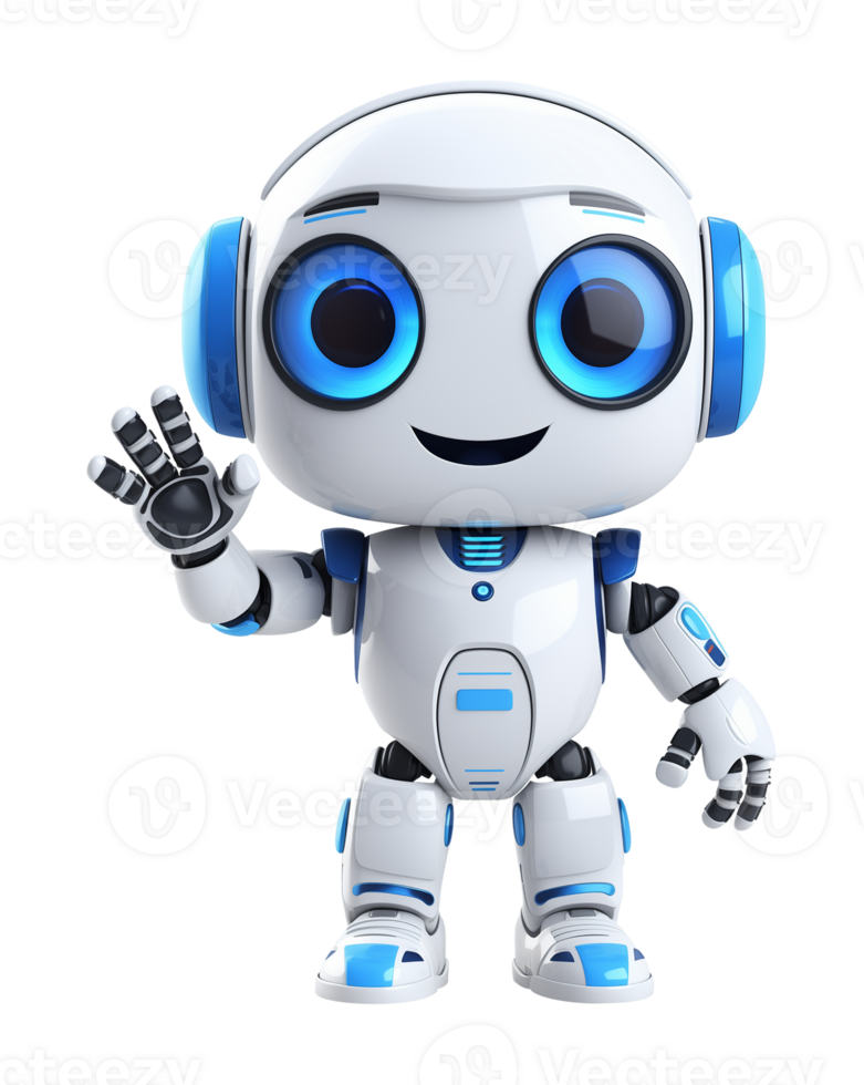 Cute AI Robot Chatbot Assistant Isolated on Transparent Background png
