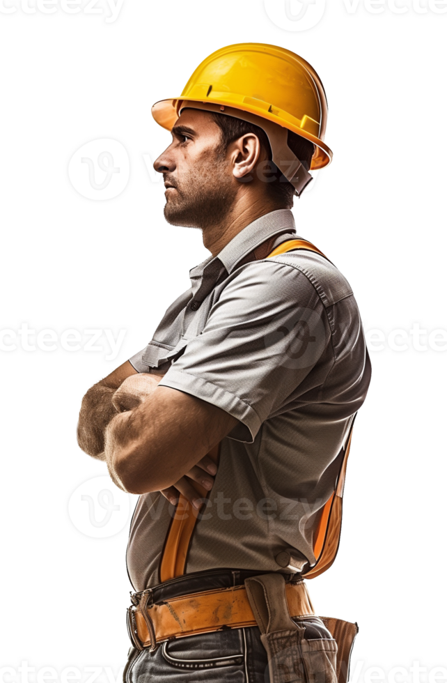 Construction Worker Side View Isolated on Transparent Background png