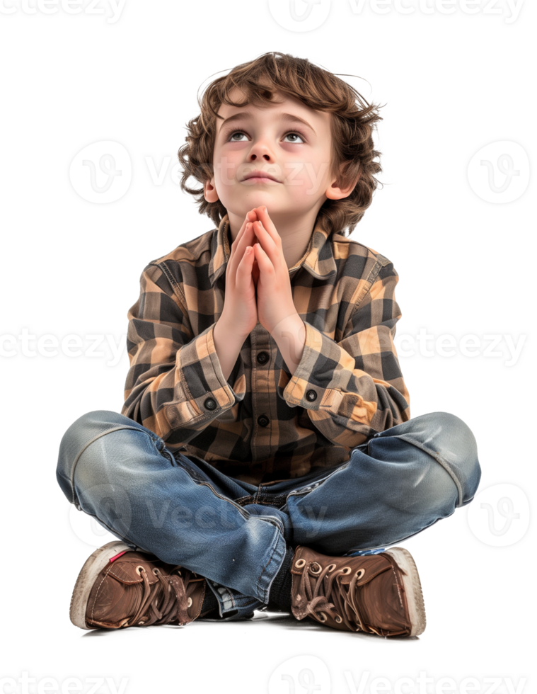 Kid Praying Isolated on Transparent Background png