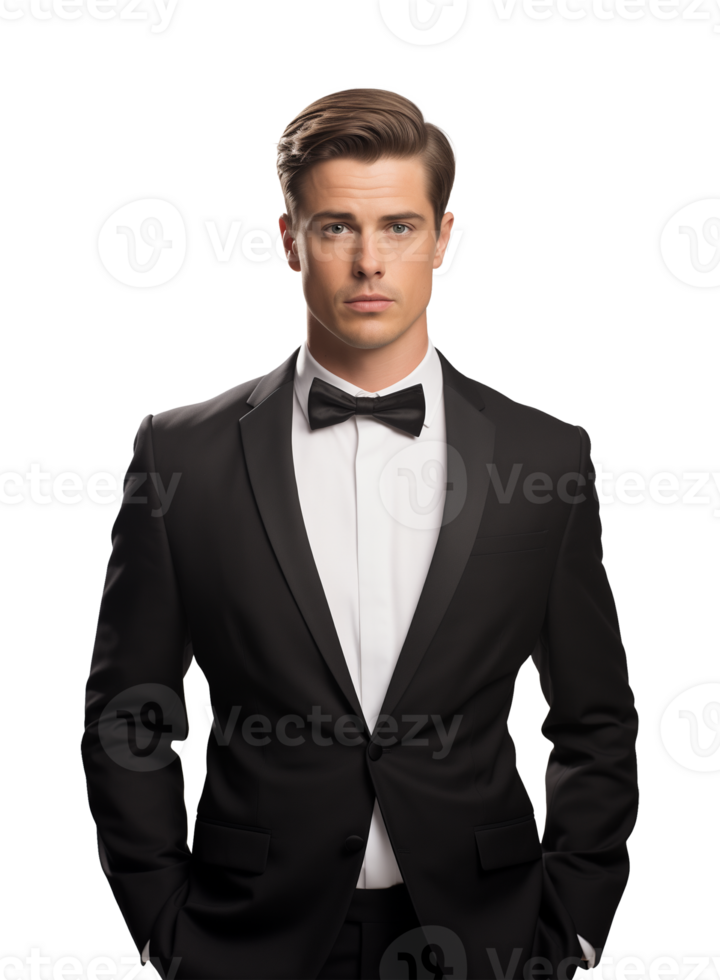 Man Wearing Tuxedo Isolated on Transparent Background png