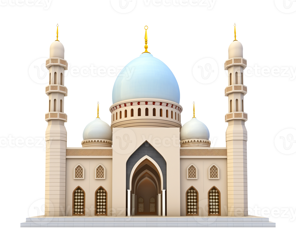3D Mosque Isolated on Transparent Background png