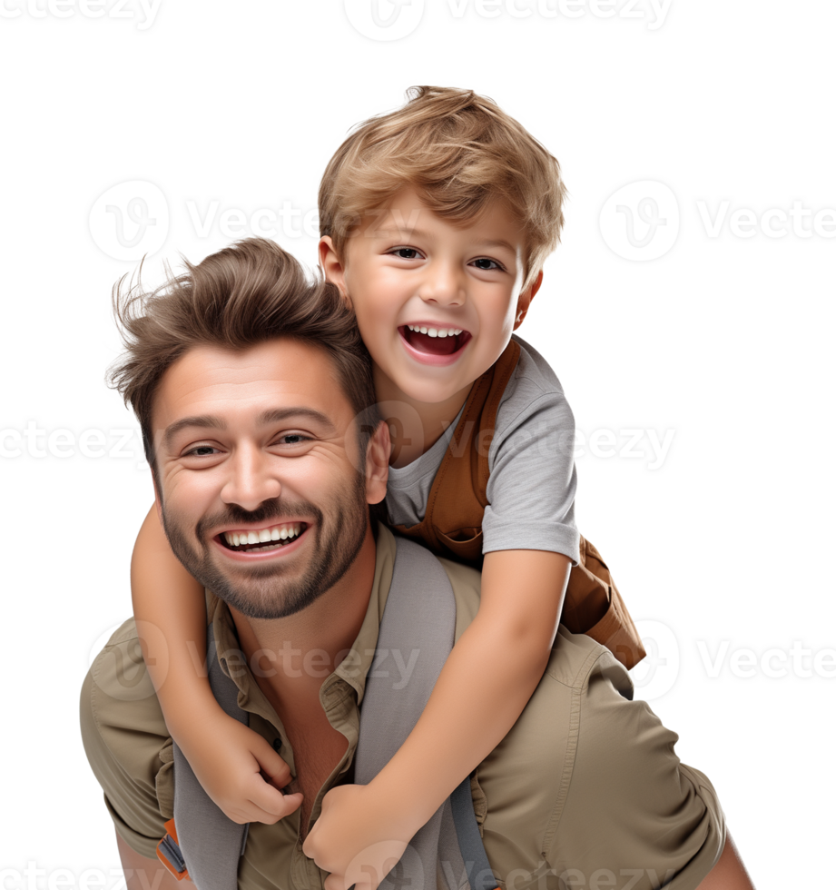 Father and Son Piggy Back Ride Isolated on Transparent Background png
