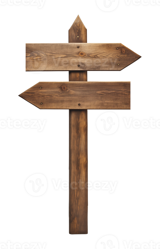 Wooden Direction Arrow Sign Left Right Isolated on Transparent Background png