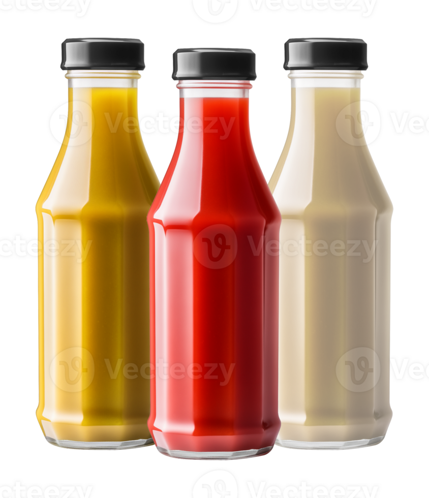 Ketchup Mustard Mayonnaise Bottle Isolated on Transparent Background png