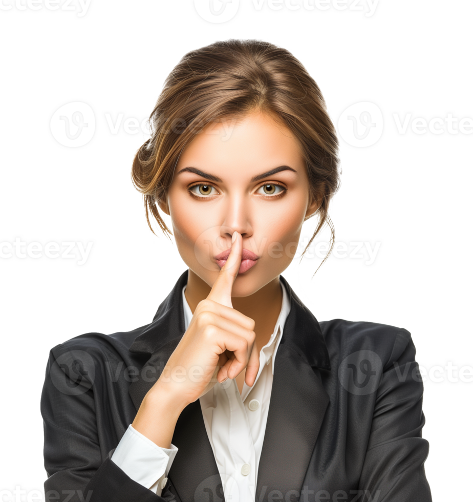 Businesswoman Shush Shh Gesture Isolated on Transparent Background png