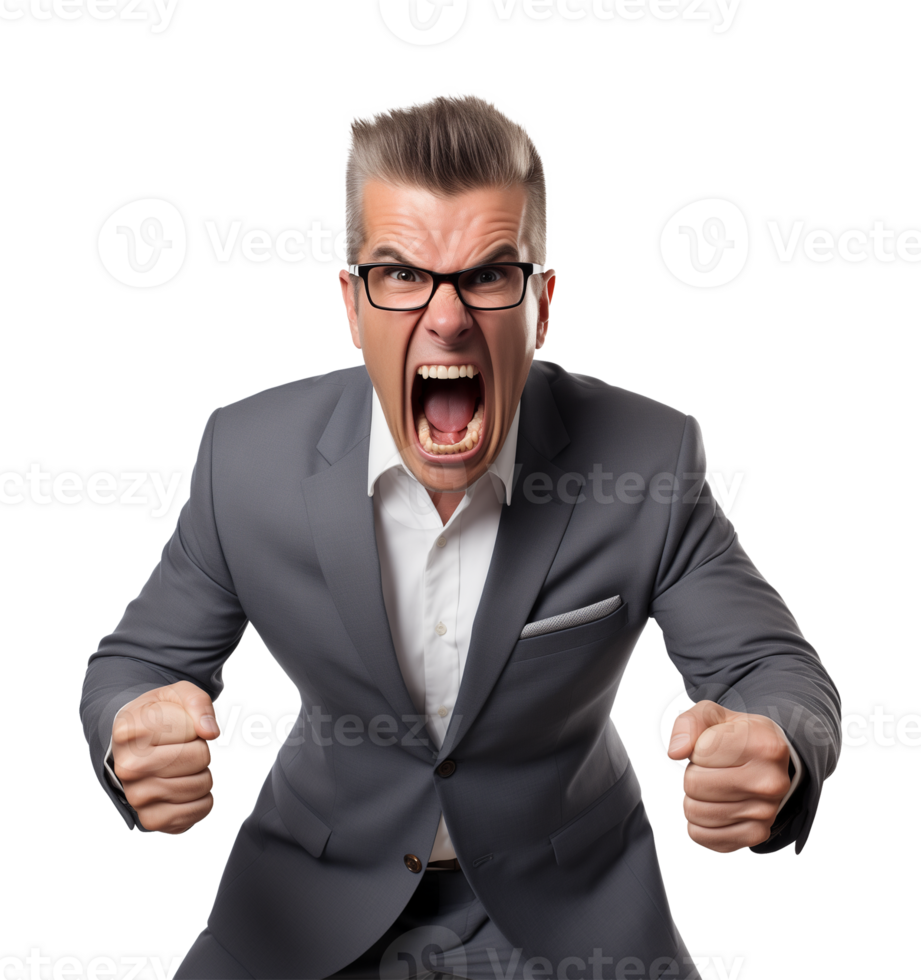 Angry Businessman Isolated on Transparent Background png