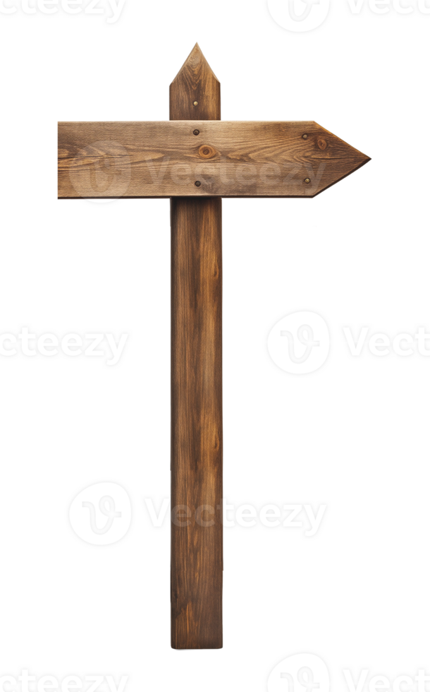 Wooden Direction Arrow Sign Isolated on Transparent Background png