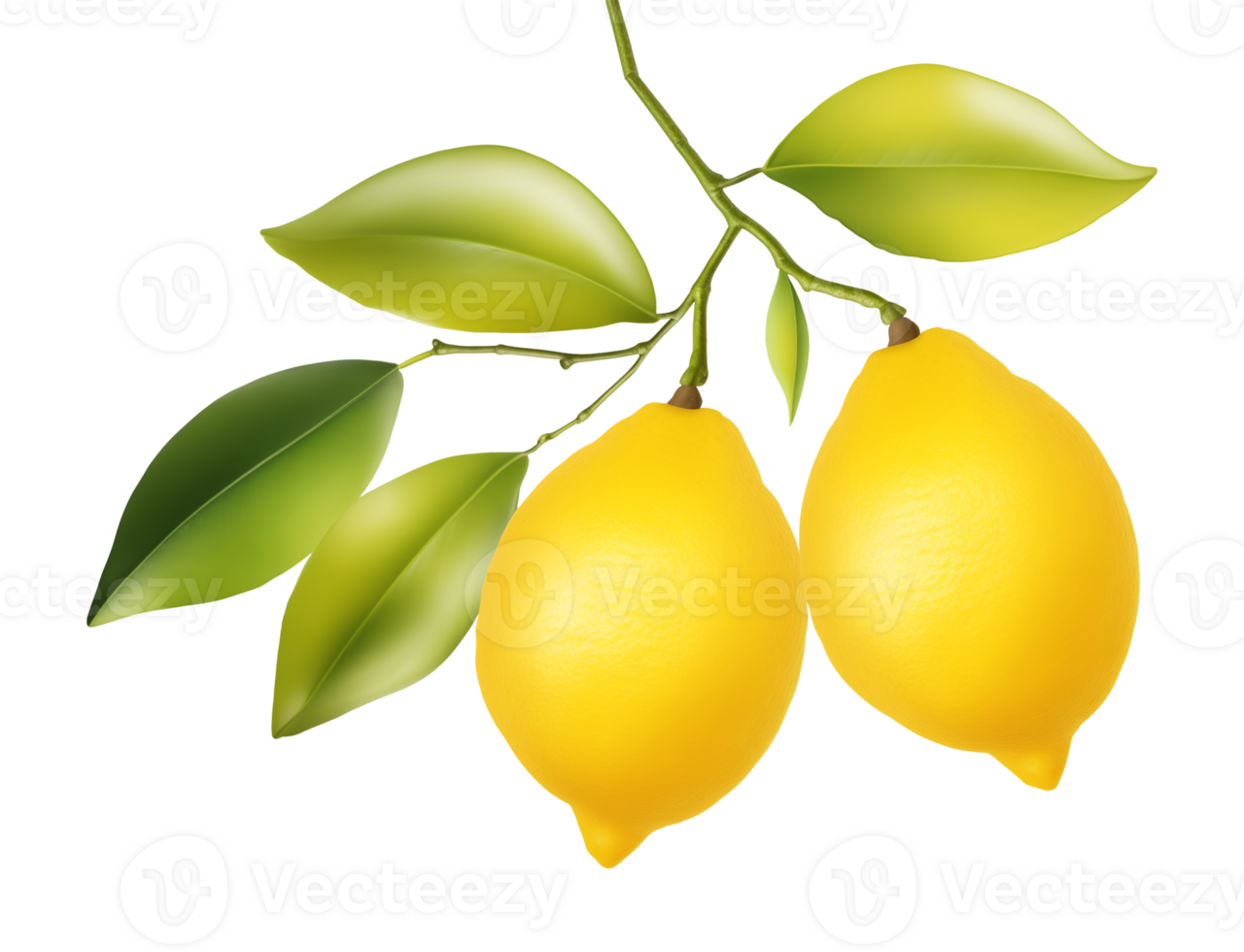 Lemons on Branch Isolated on Transparent Background png