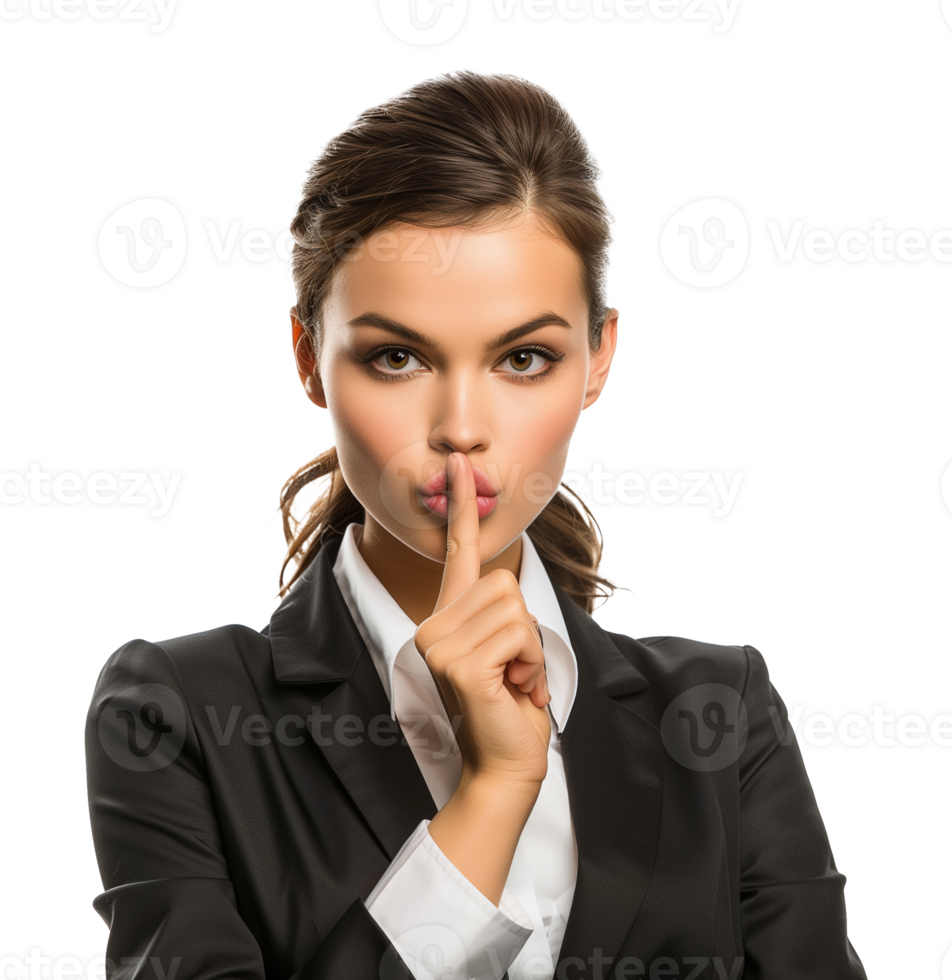 Businesswoman Shush Silence Gesture Isolated on Transparent Background png