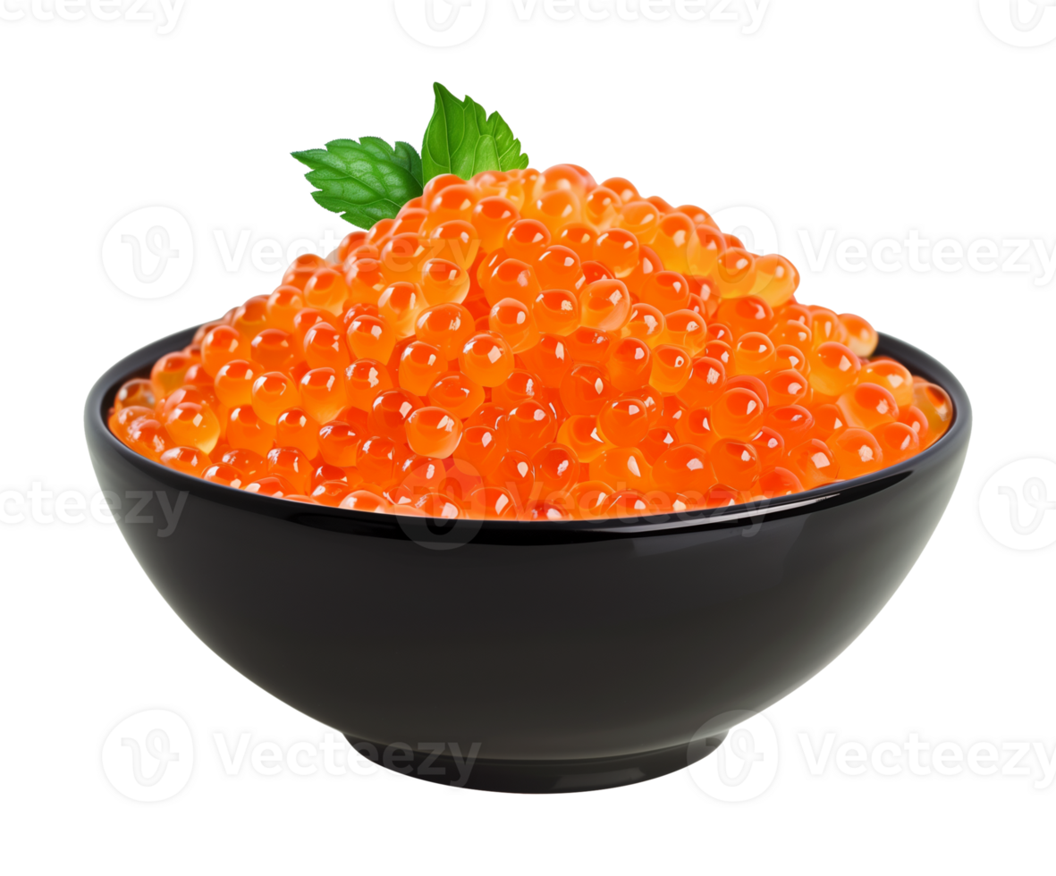 Salmon Caviar on Bowl Isolated on Transparent Background png