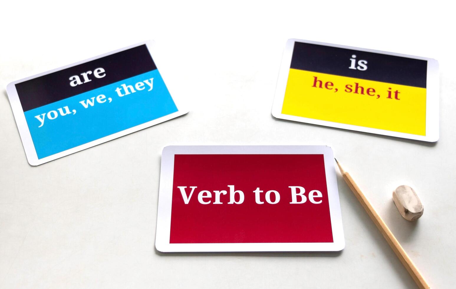 English learning cards on table photo