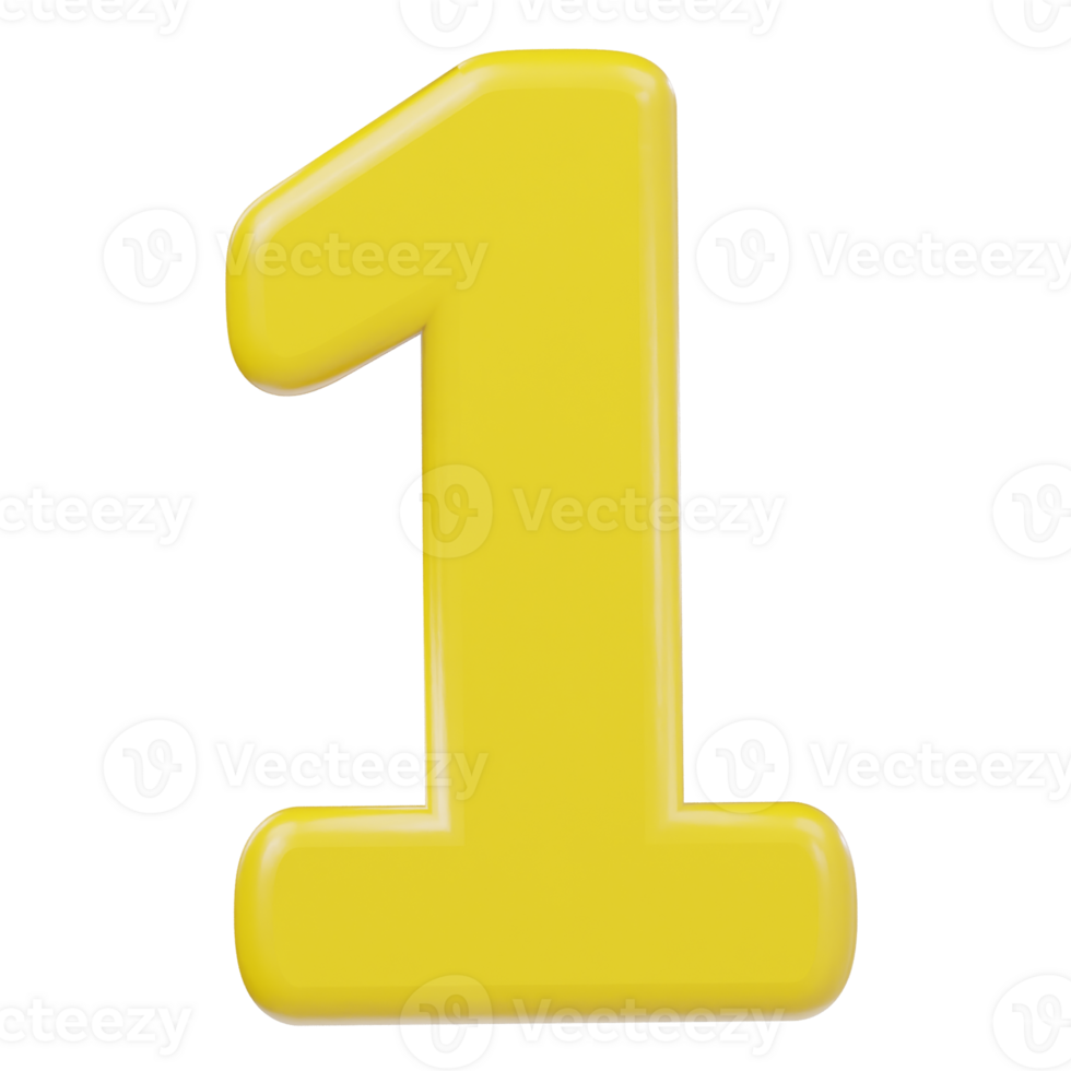 Number 1 icon 3d render illustration png