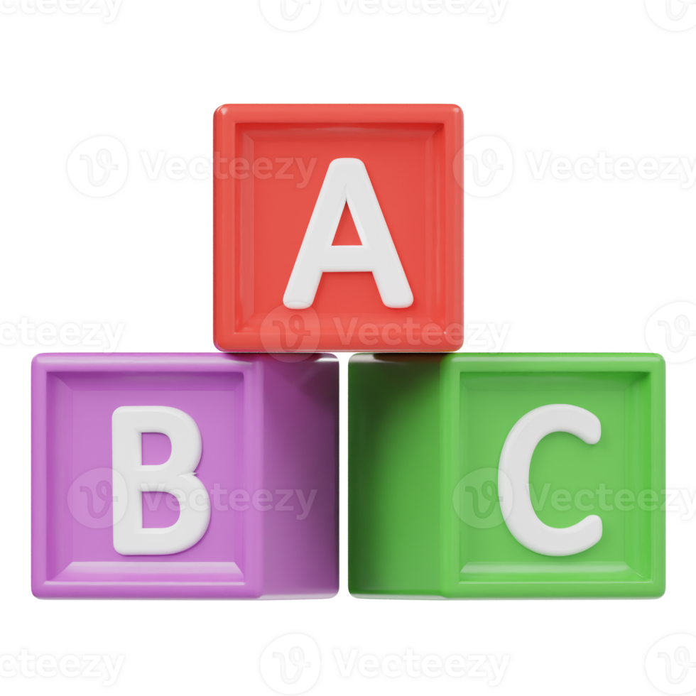 Alphabet image block icon 3d render illustration png