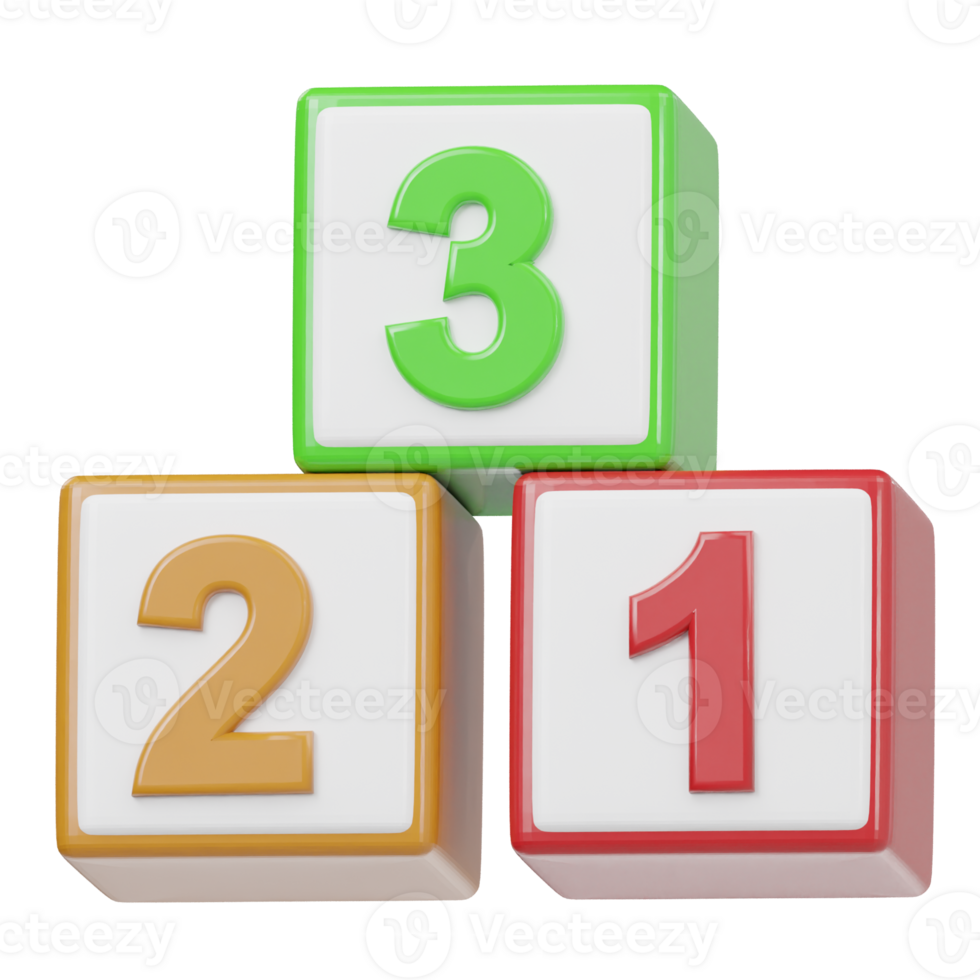 Number block 3d render illustration png