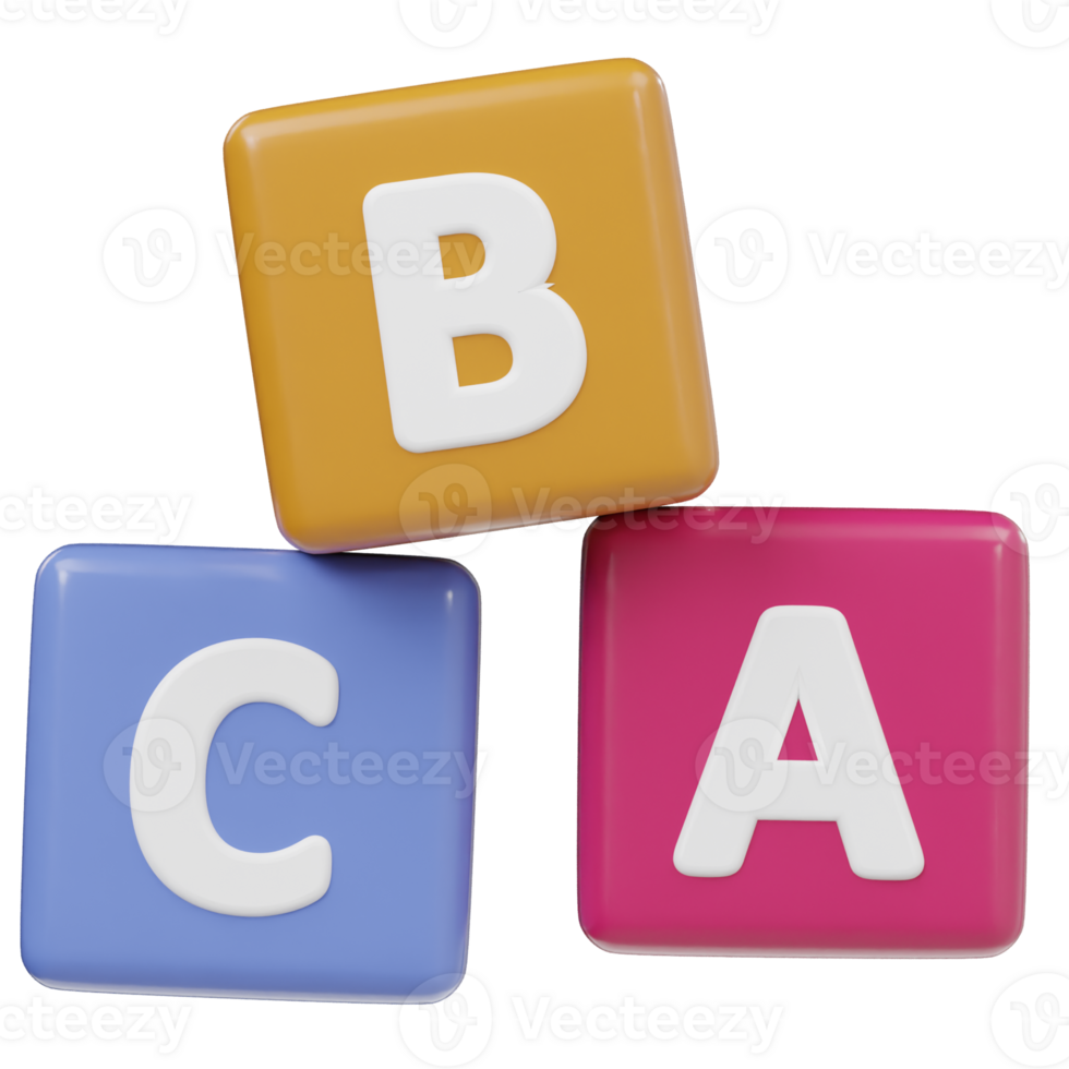 Alphabet block icon 3d rendering illustration png
