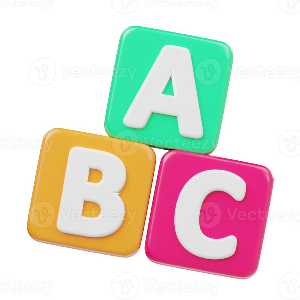 Abc block icon 3d render png