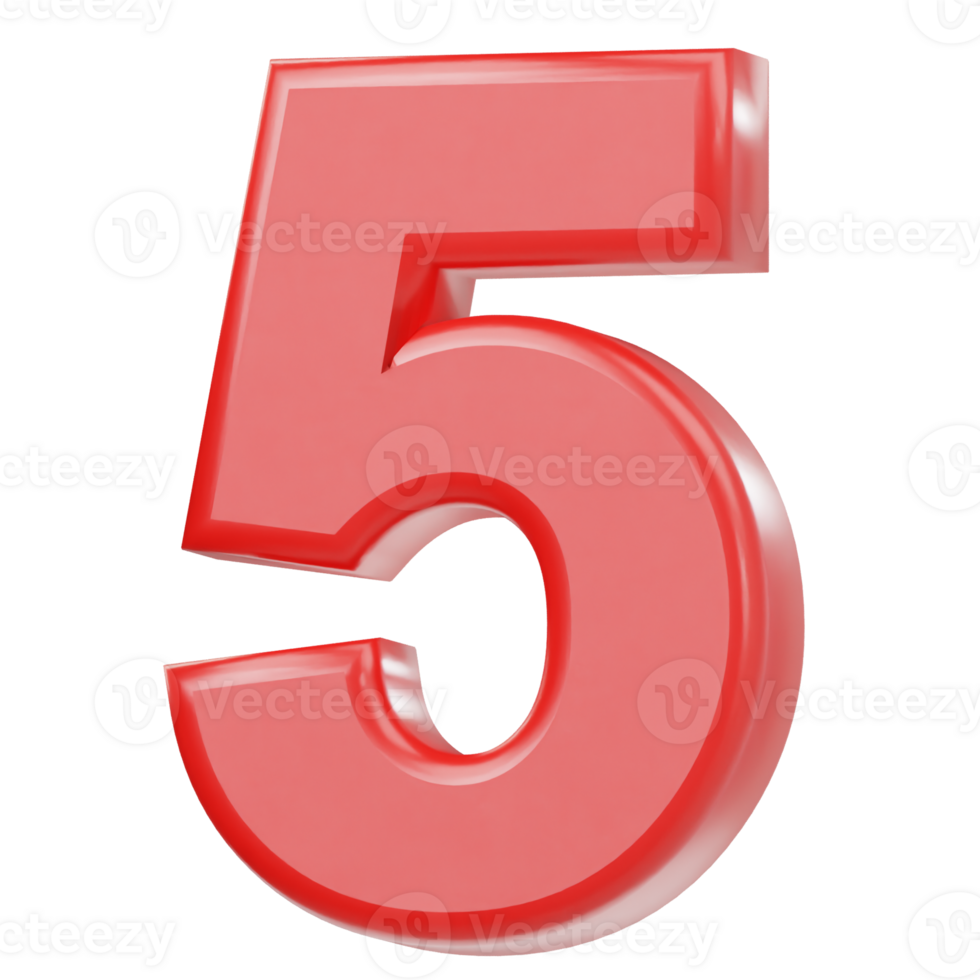 Number 5 icon 3d render illustration png