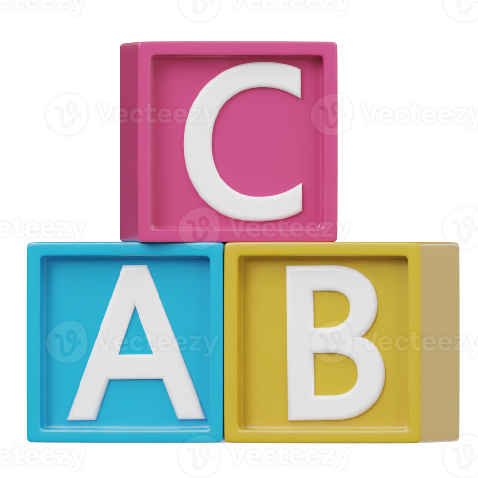 Abc block icon render illustration png