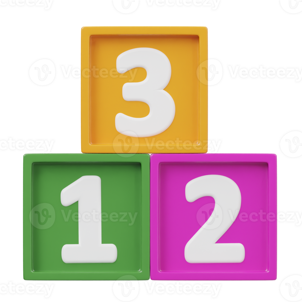 Number block image icon 3d render illustration png