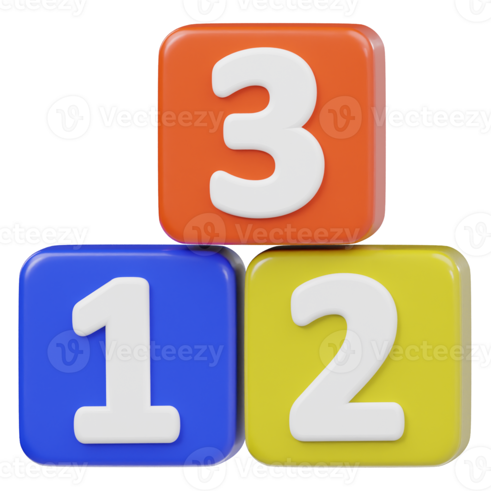 Number block realstick icon 3d render illustration png