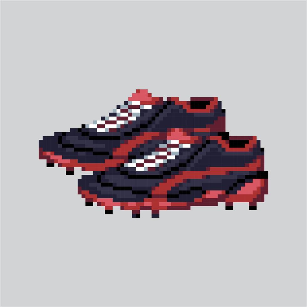 Pixelated Football Boots. Soccer Football Shoes or Boots pixelated for the pixel art game and icon for website and game. old school retro. vector