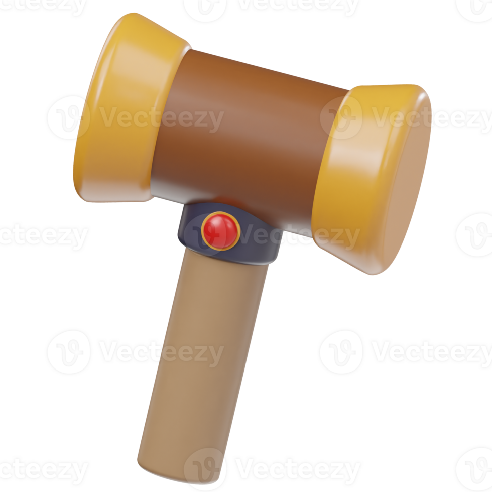 Gaming hammer icon 3d rendering illustration png