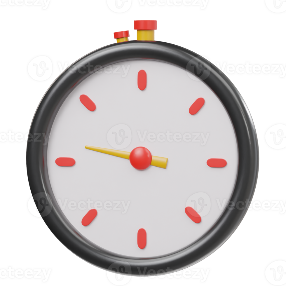 Black stopwatch icon 3d render illustration png