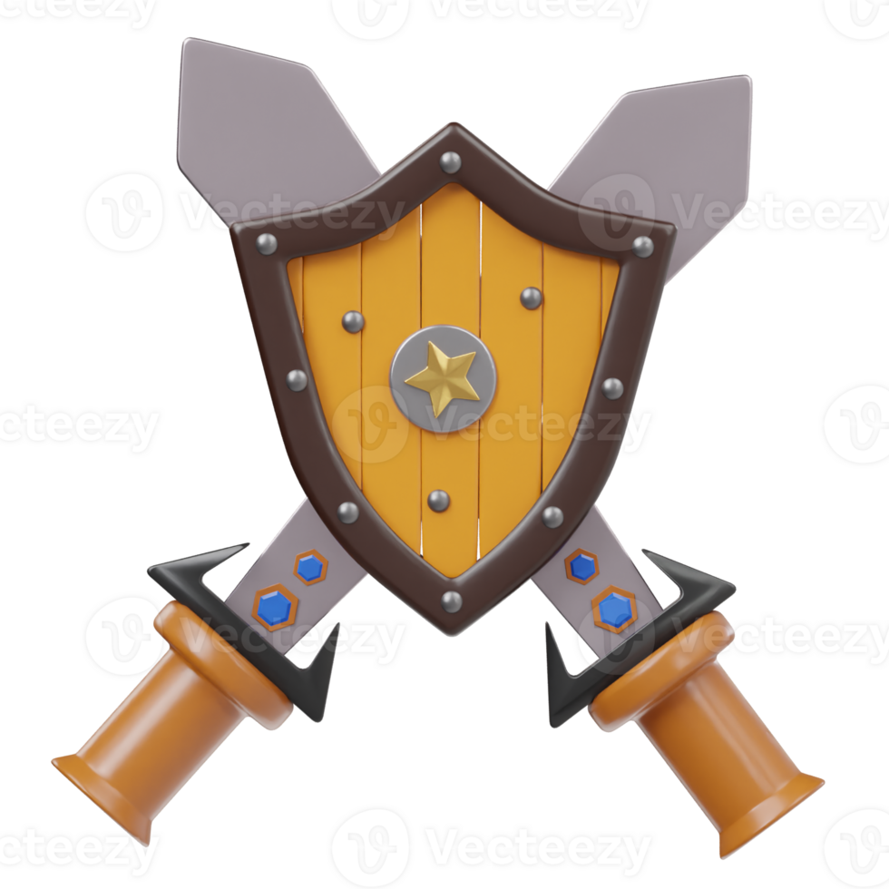 Sword shield icon 3d illustration png