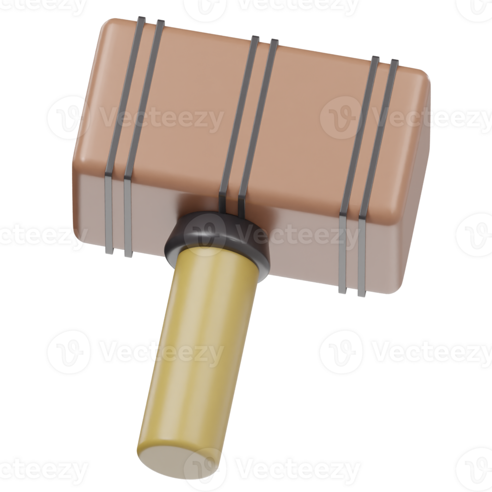 Gaming hammer isolated icon 3d render illustration png