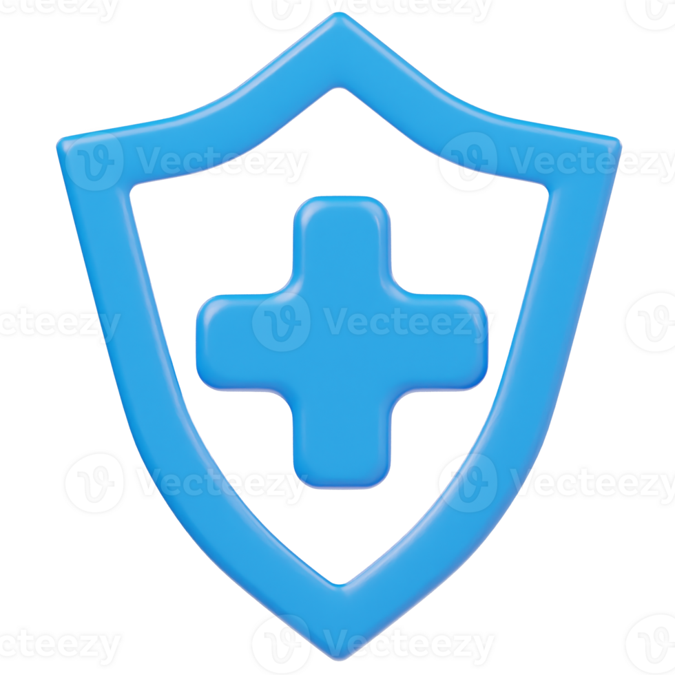 Health shield icon 3d rendering illustration png