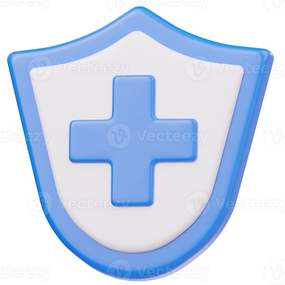 Health shield icon 3d render png