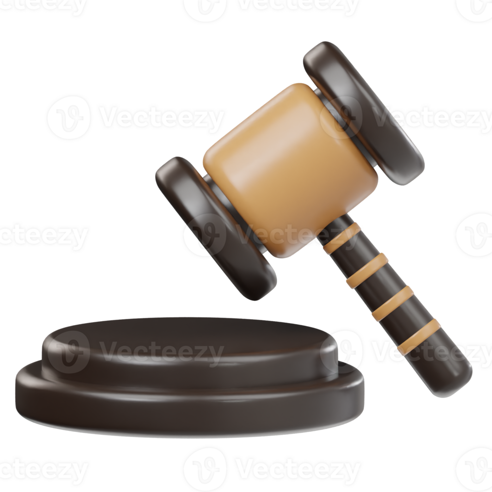 Judge law hammer icon 3d render illustration png