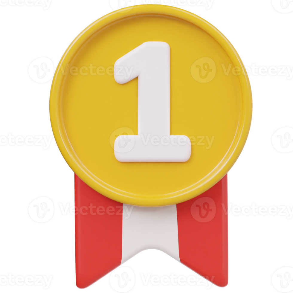 First winner medal icon 3d illustration png