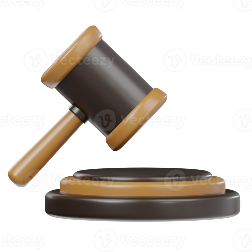 Judge hammer icon 3d render illustration png