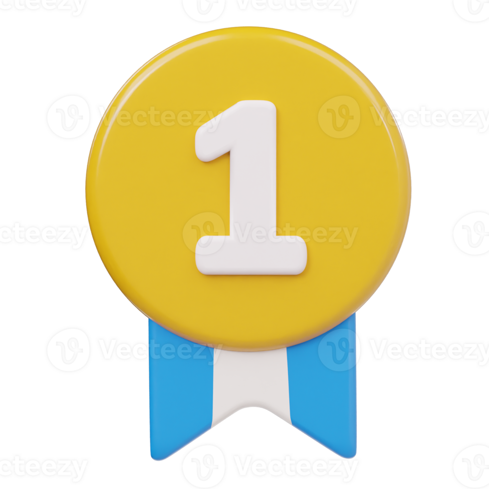 First winner medal icon 3d render png