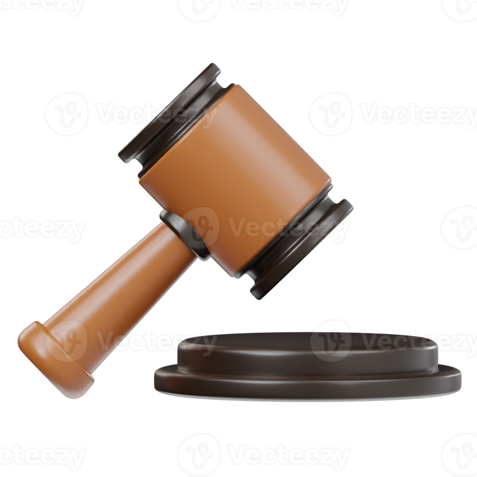 Judge gavel icon 3d render illustration png
