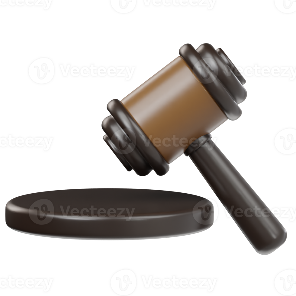 Judge gavel hammer icon 3d render illustration png