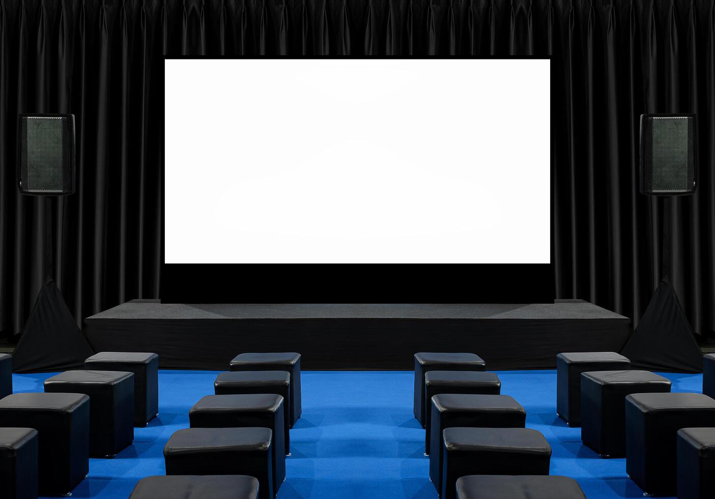 White screen display on stage at business presentation exhibition photo
