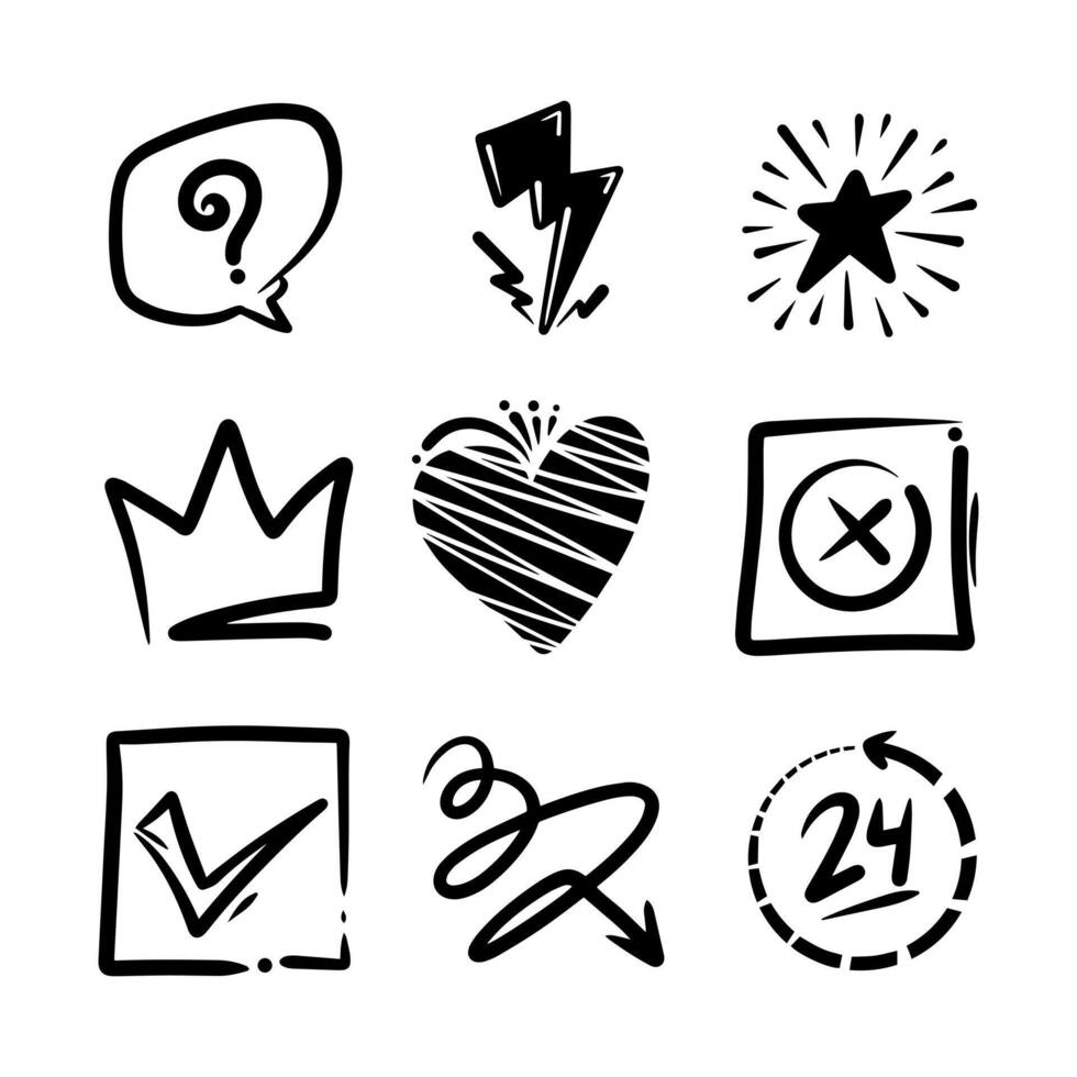 Hand drawn collection of doodle. vector