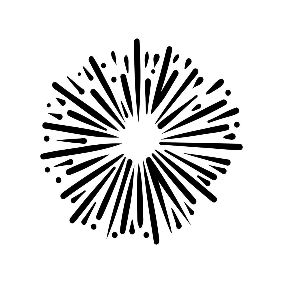 Outline sketch of star explosion. Sunshine frame. Starburst Explosion. Hand drawn boom. vector