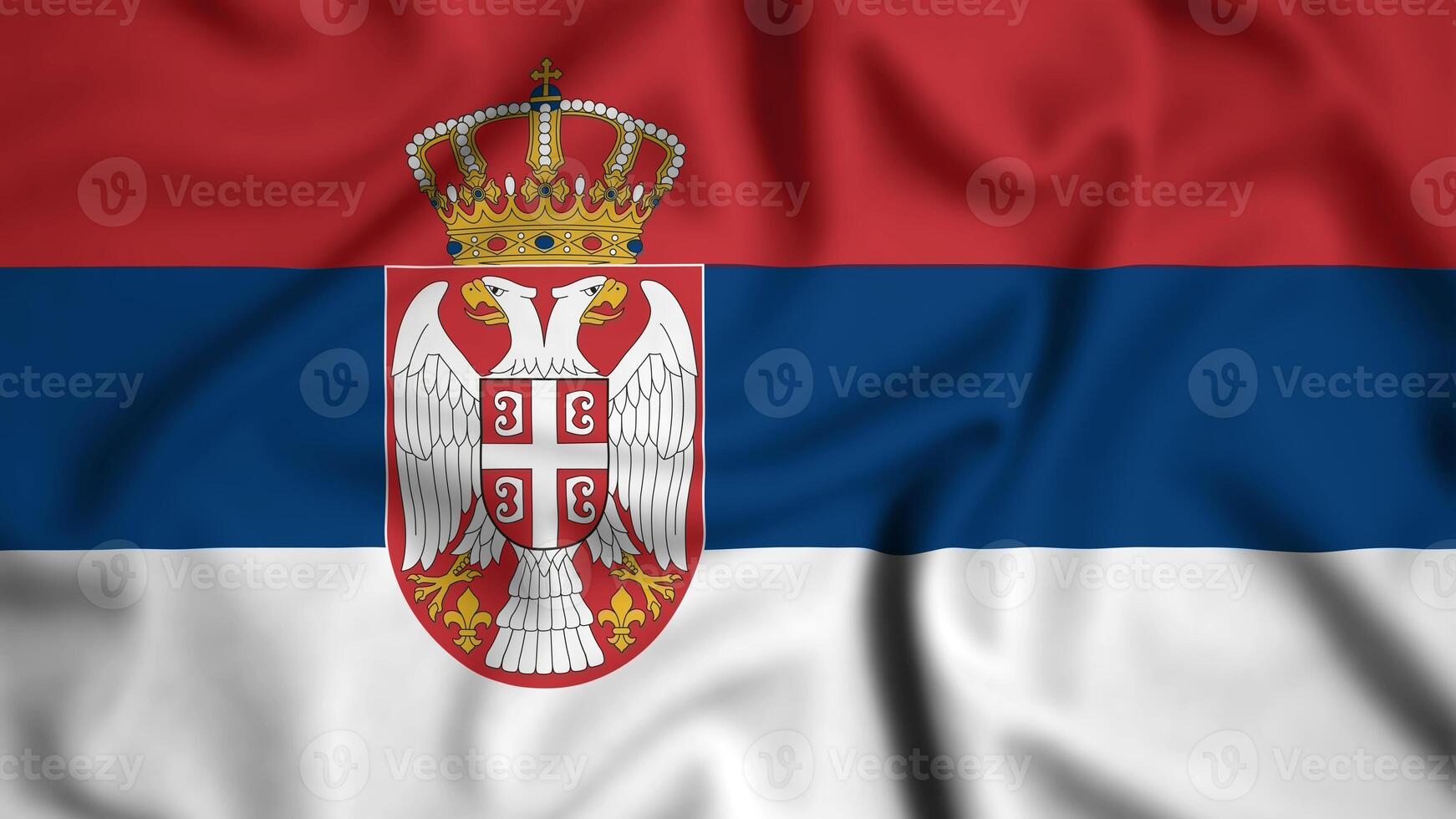 Serbia flag waving in the wind background illustration, silk photo