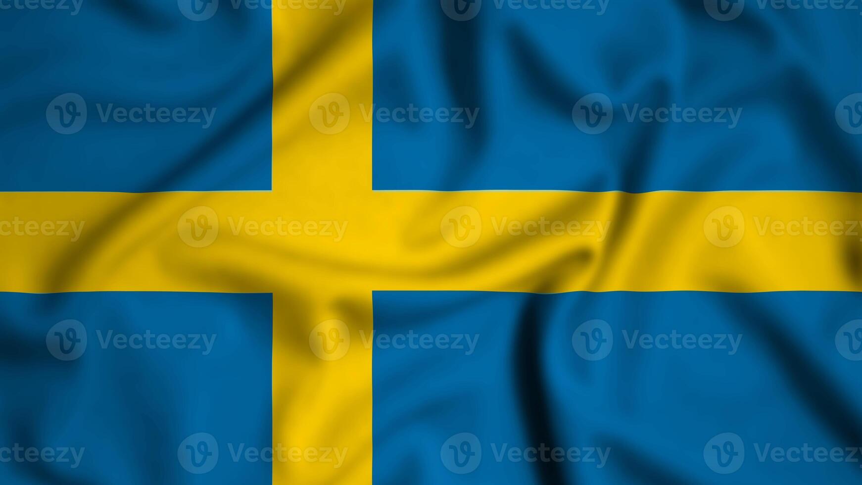 Sweden flag waving in the wind background illustration, silk photo