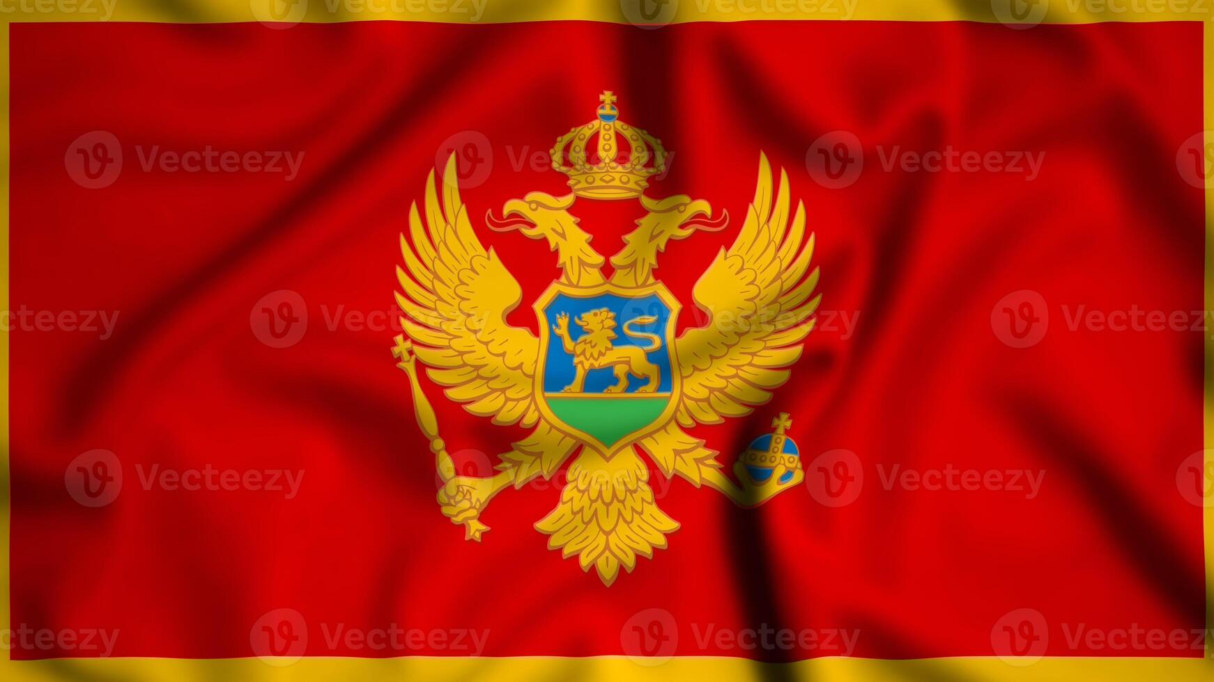 Montenegro flag waving in the wind background illustration, silk photo