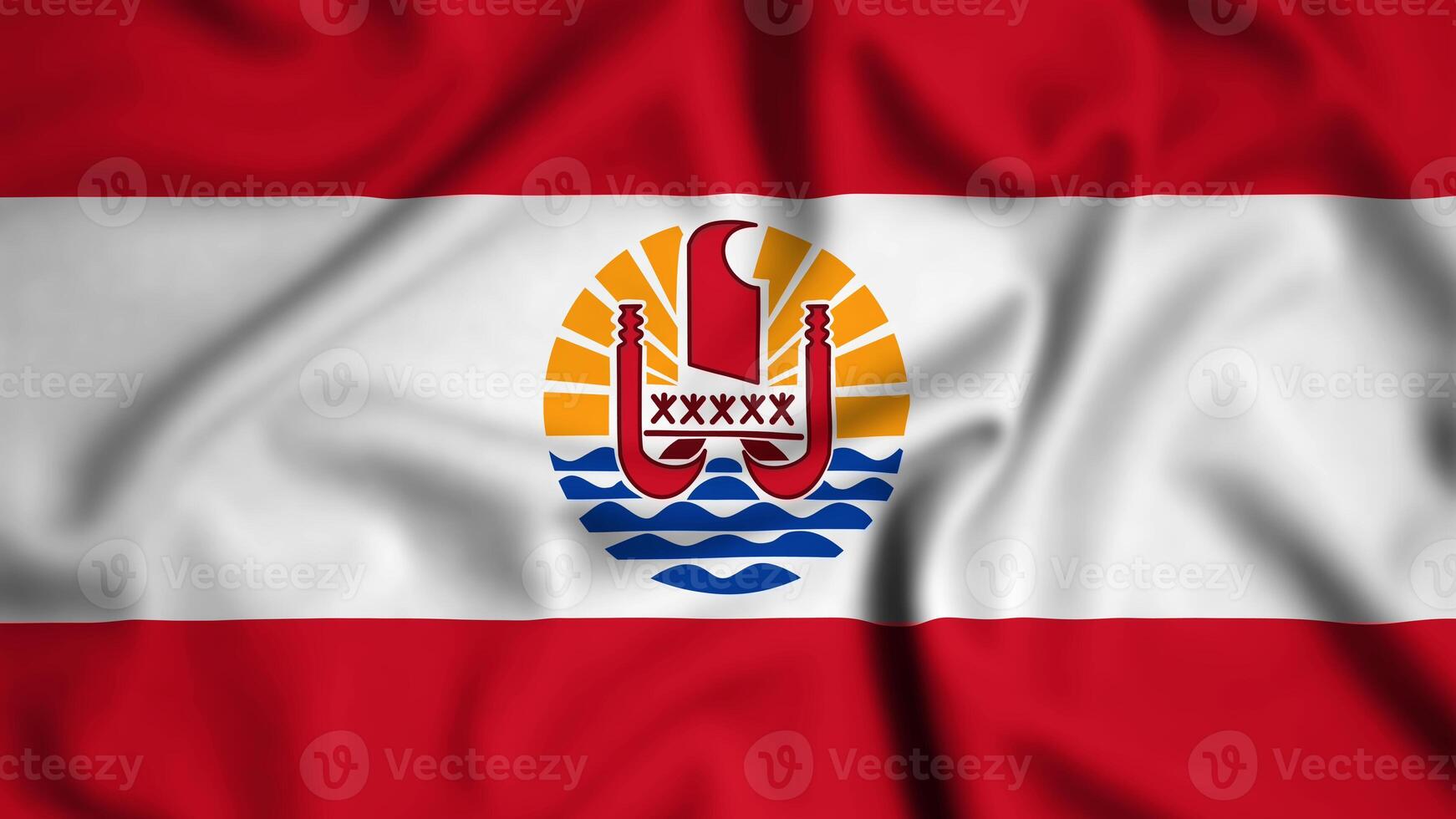 French Polynesia flag waving in the wind background illustration, silk photo