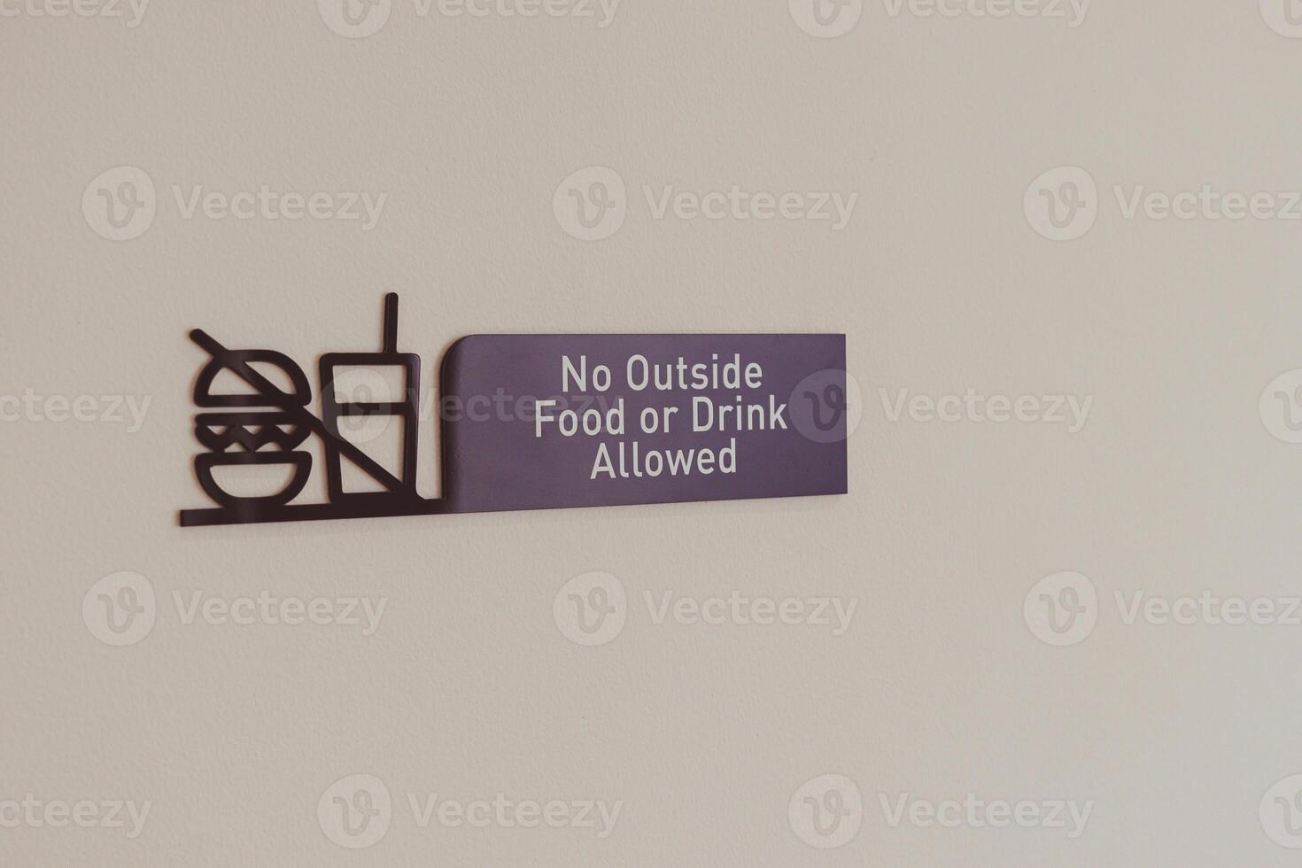 No outside food or drink allowed signage information on restaurant wall photo