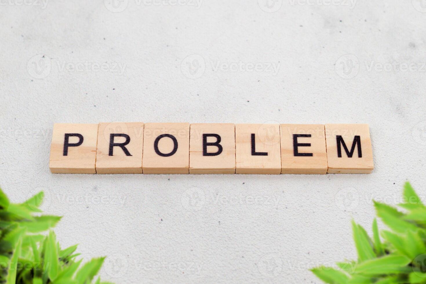 Top view of Problem word on wooden cube letter block on white background. Business concept photo