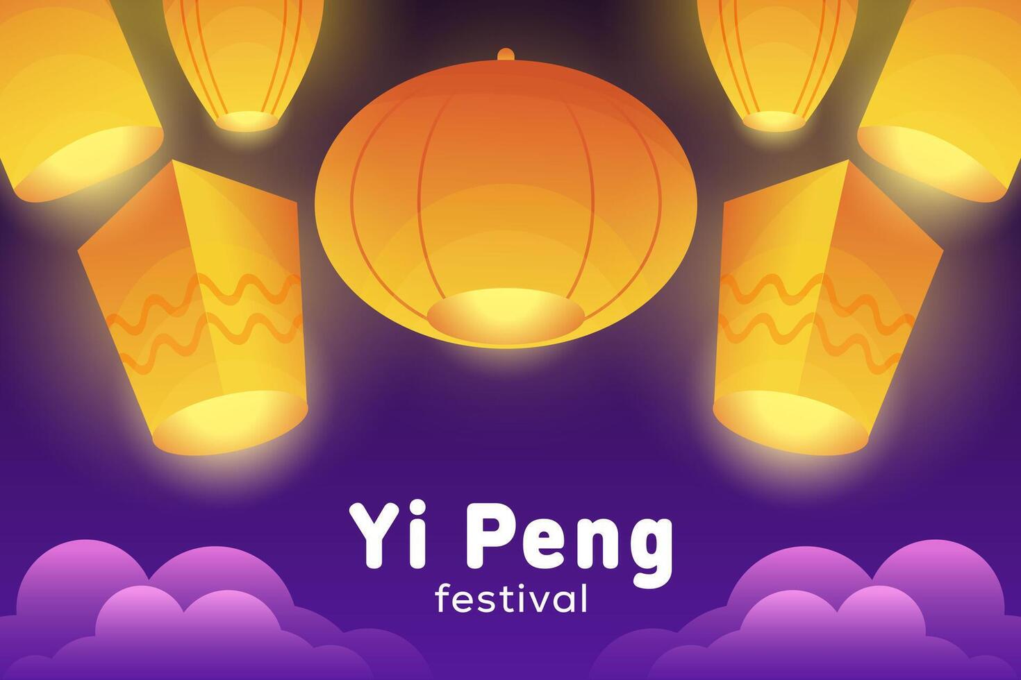 yi peng festival background illustration in gradient style design vector