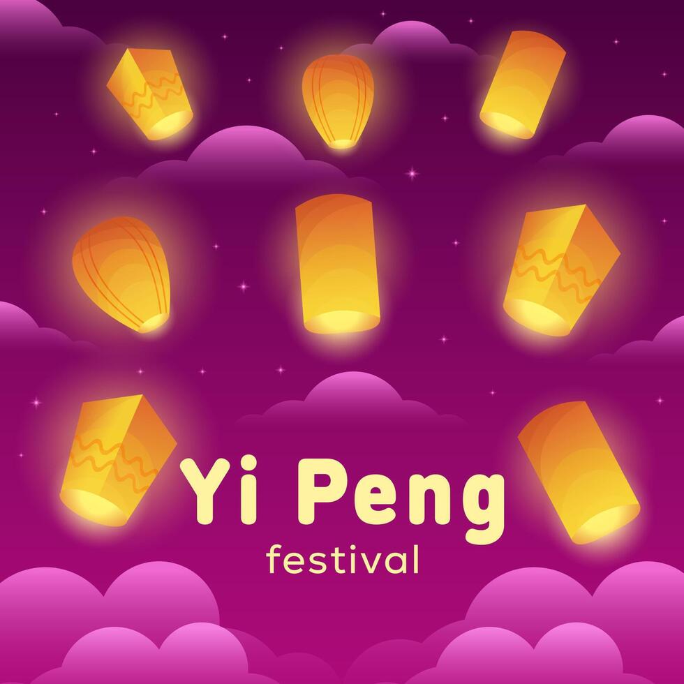 yi peng festival illustration in gradient style design vector