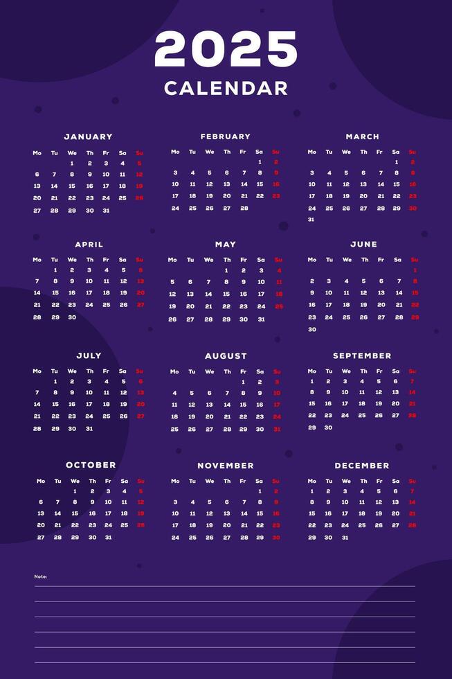 flat design 2025 calendar vertical poster illustration design vector